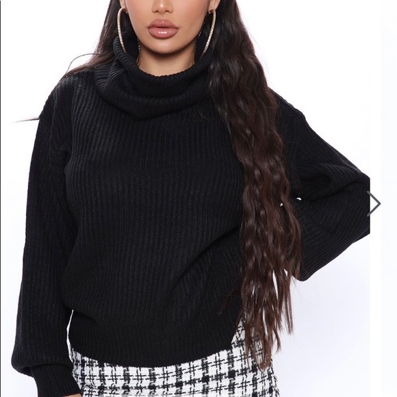 NWT Black Balloon Sleeve Sweater - Fashion Nova - Picture 1 of 3